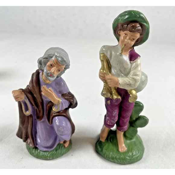 Vintage Chalkware Plaster Nativity Figures Figurines x7 Italy 1950s Christmas - Picture 7 of 11